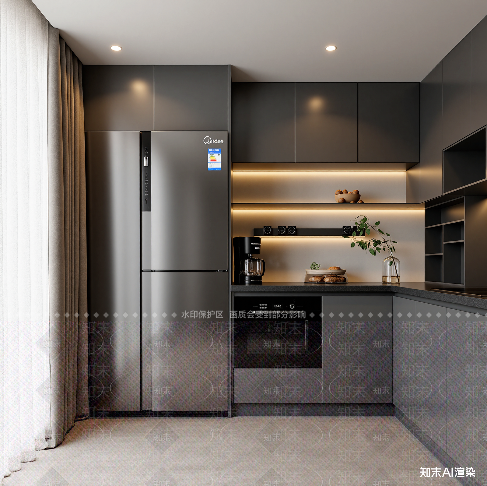 现代封闭式厨房3D模型下载【ID:1214980642】