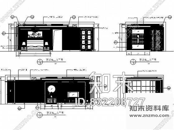 图块/节点样板间睡房3立面图cad施工图下载【ID:832208727】