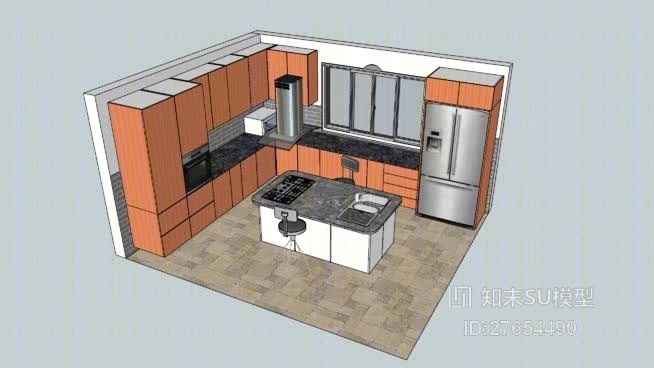 家居开放厨房SU模型下载【ID:27654490】