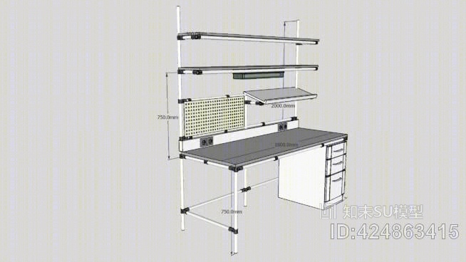 industriral桌，工作台SU模型下载【ID:424863415】