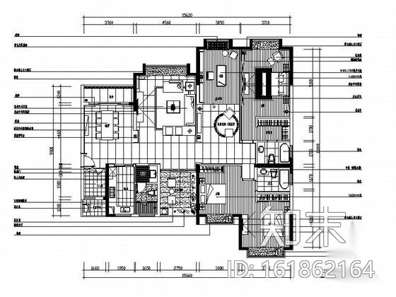 名师现代中式三居室样板房室内设计图（含实景）cad施工图下载【ID:161862164】