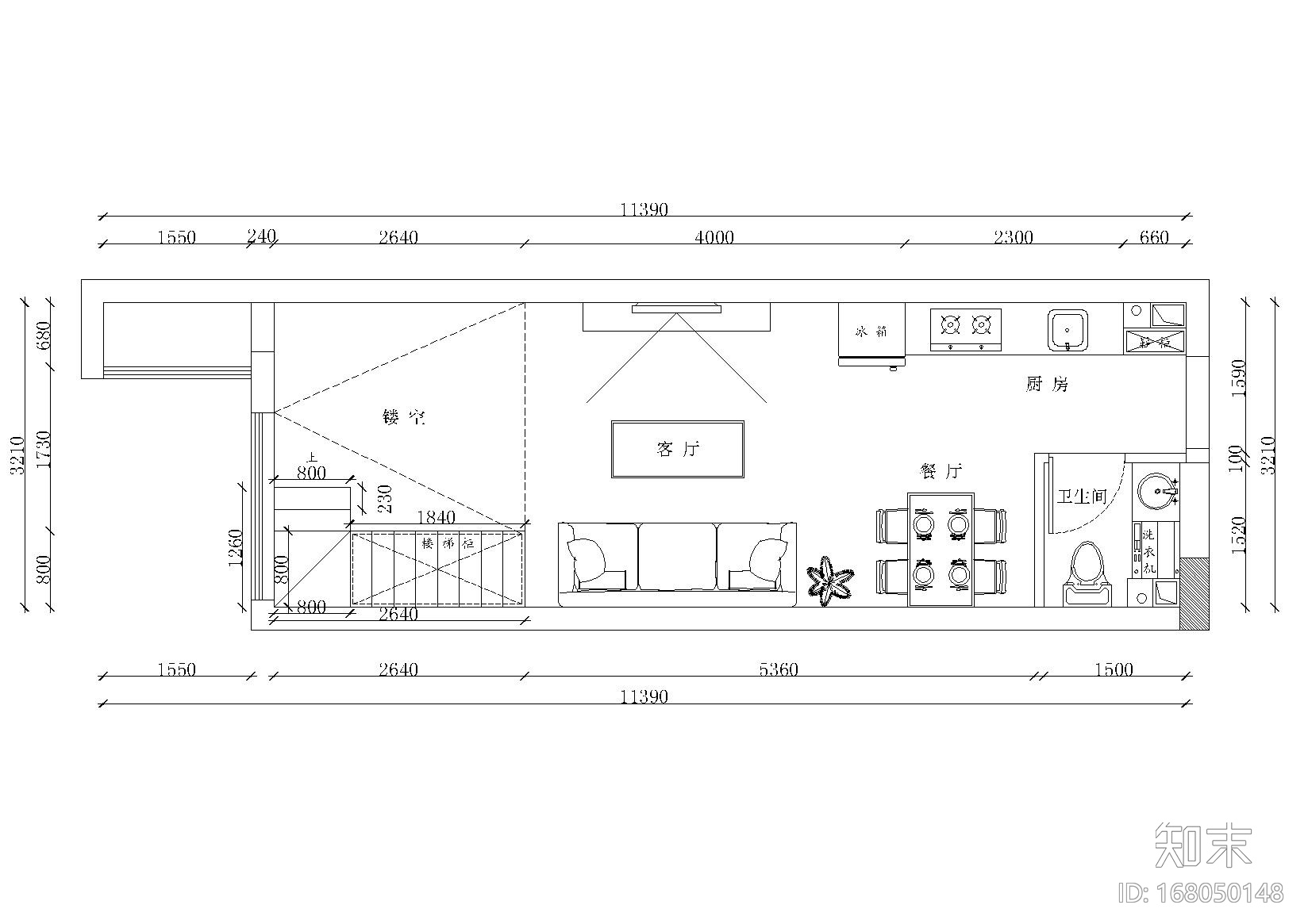 [福建]福州复式公寓一居室住宅施工图施工图下载【ID:168050148】