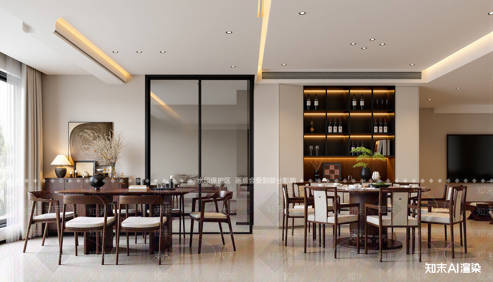 新中式酒店餐厅3D模型下载【ID:1215026913】