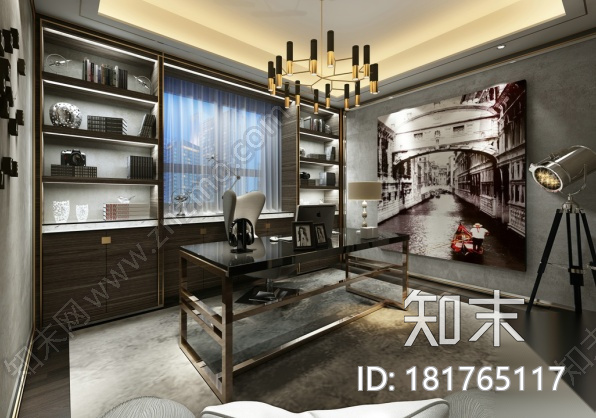 整套简约风格样板房CAD施工图（含高清效果图）施工图下载【ID:181765117】