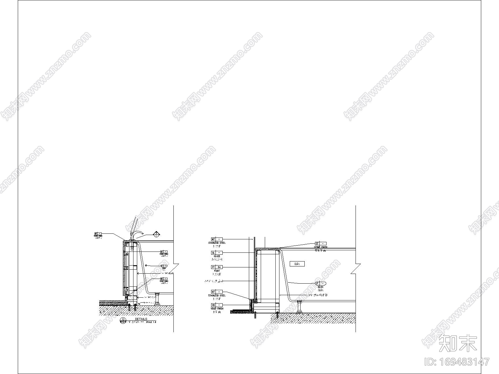 洗手台详图cad施工图下载【ID:169483147】