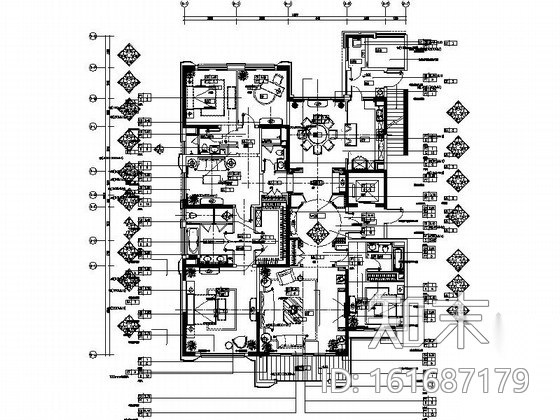 [上海]高端住宅区豪华欧式五居室样板间装修施工图（含实...cad施工图下载【ID:161687179】