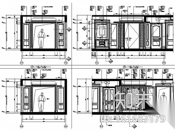 [上海]高端住宅区豪华欧式五居室样板间装修施工图（含实...cad施工图下载【ID:161687179】