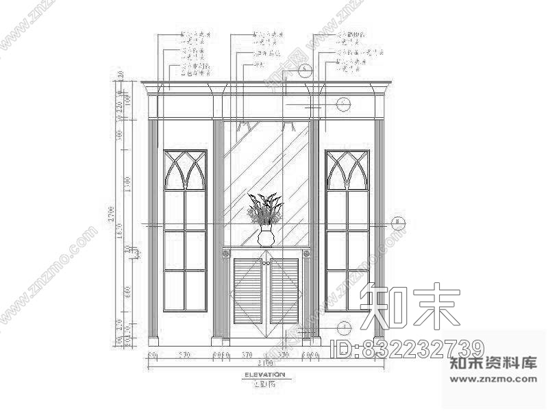 图块/节点欧式玄关立面cad施工图下载【ID:832232739】