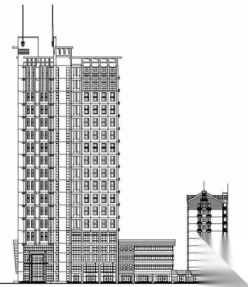 某豪华现在商住楼建筑设计方案建施图加效果图cad施工图下载【ID:166309115】