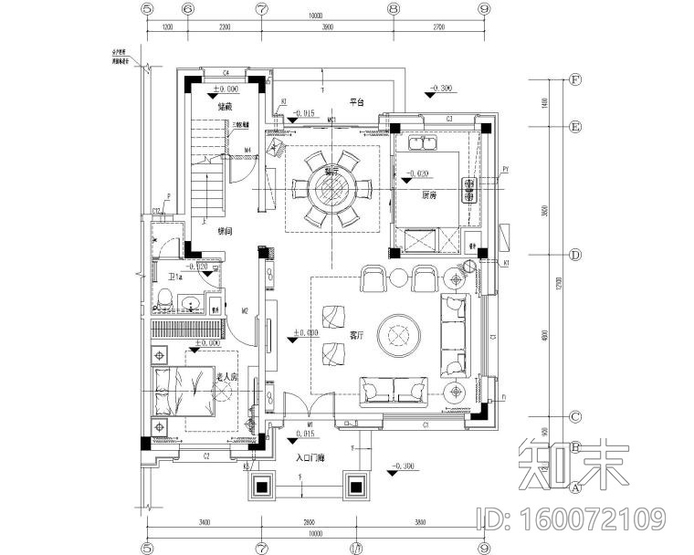 [广东]址山碧桂园258平现代中式风格别墅样板房施工图施工图下载【ID:160072109】