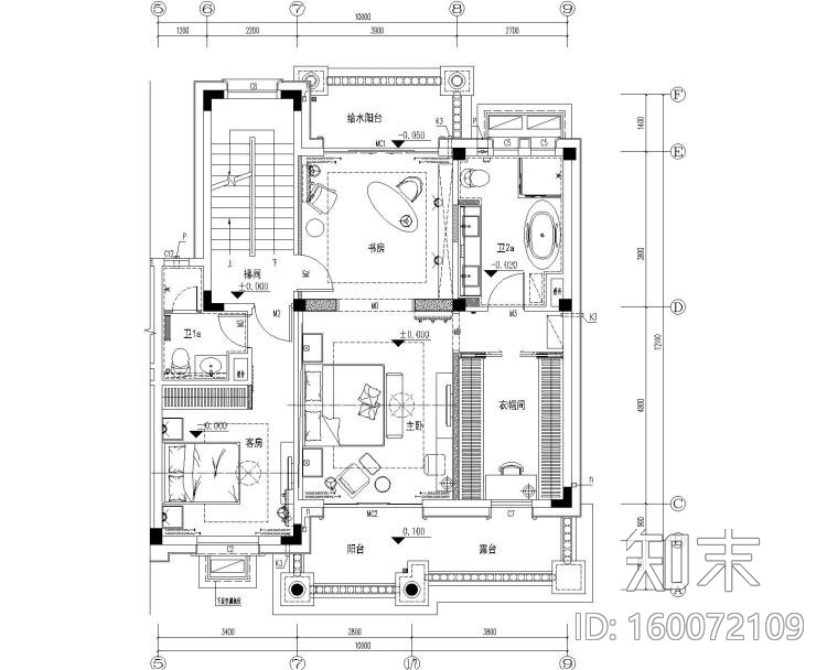 [广东]址山碧桂园258平现代中式风格别墅样板房施工图施工图下载【ID:160072109】