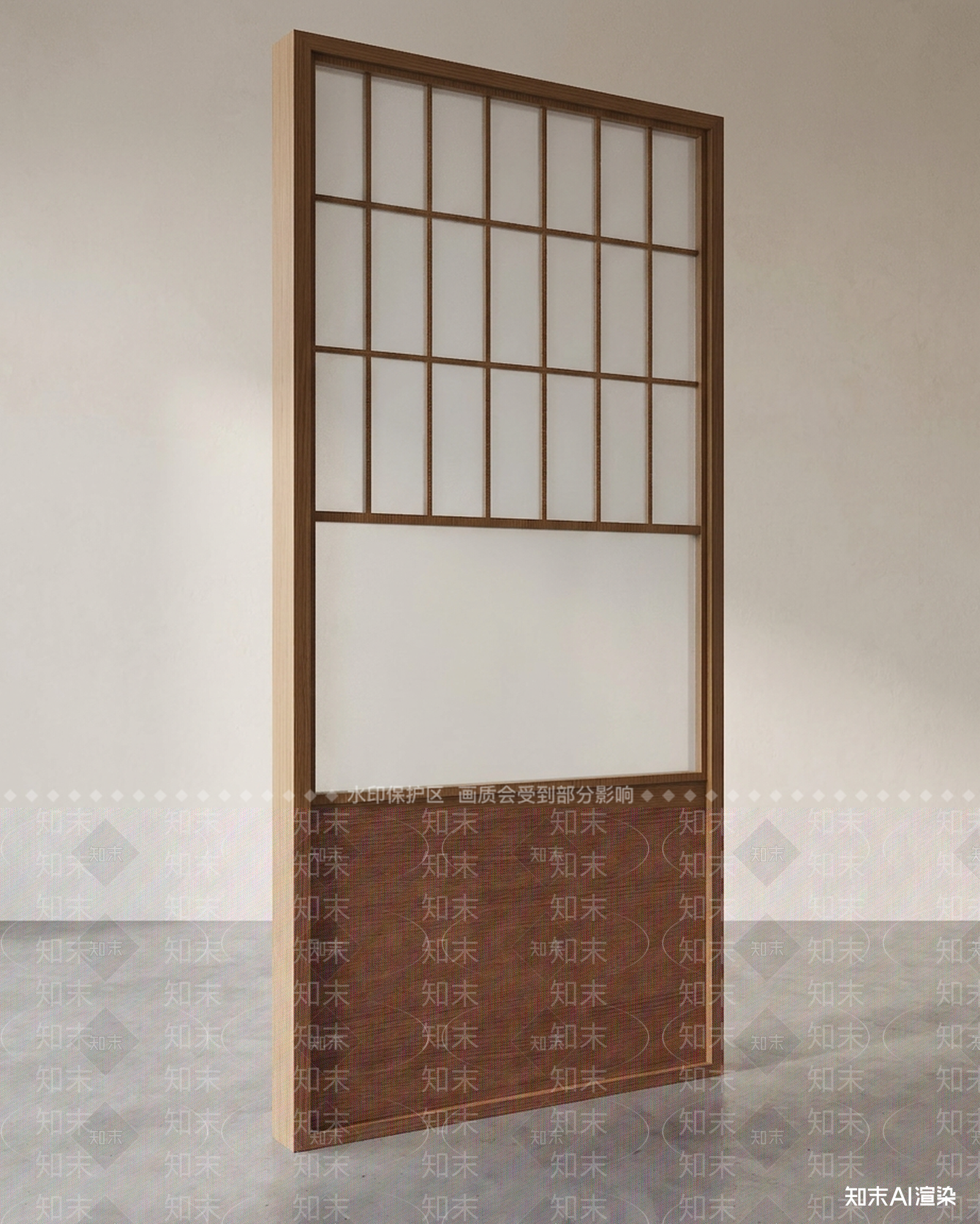 木质格栅隔断屏风3D模型下载【ID:1227247770】