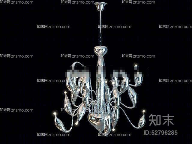 后现代银色金属吊灯3D模型下载【ID:52796285】