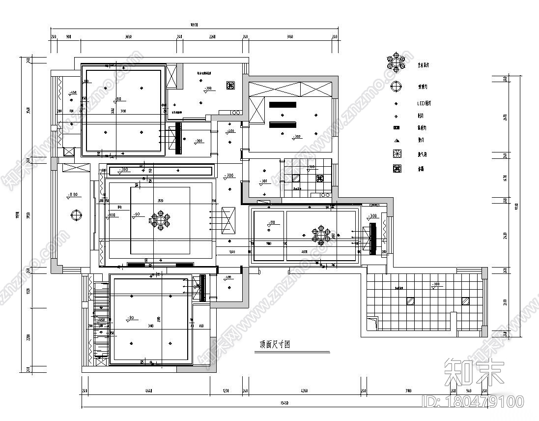 145㎡现代奢华三房两厅公寓房装修施工图cad施工图下载【ID:180479100】