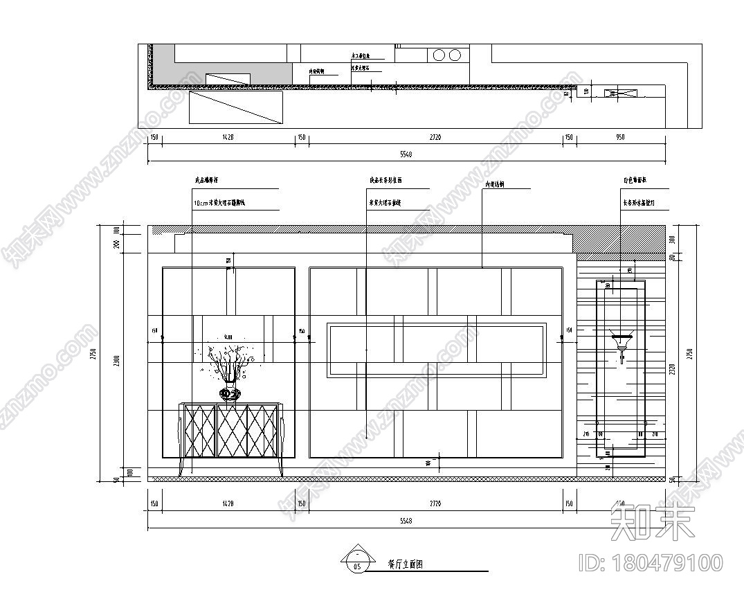 145㎡现代奢华三房两厅公寓房装修施工图cad施工图下载【ID:180479100】