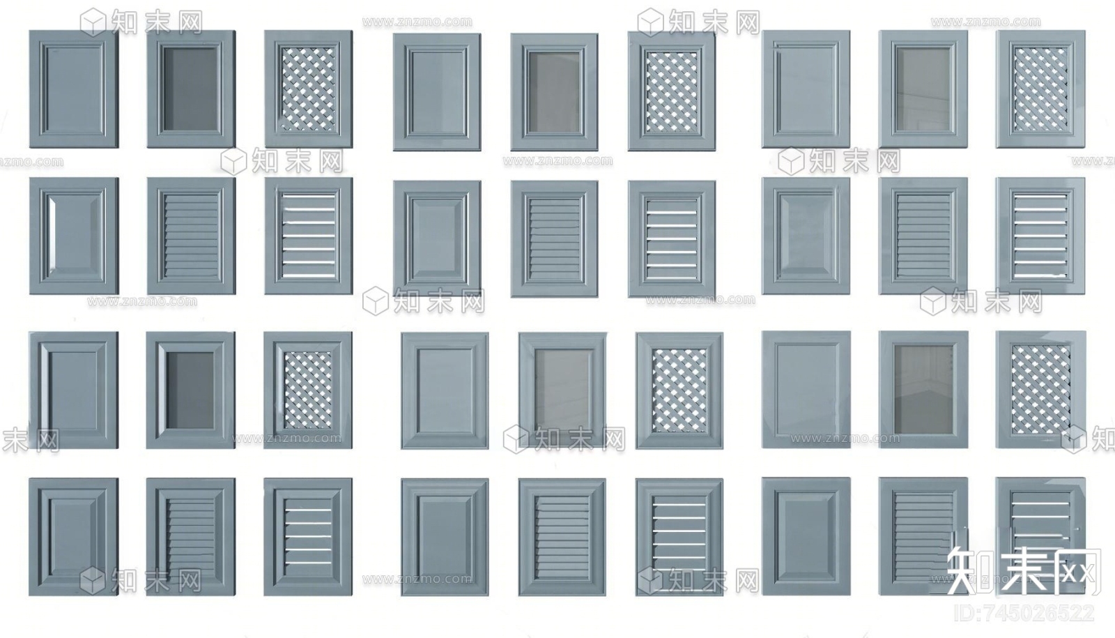 简欧橱柜门板面板组合3D模型下载【ID:745026522】