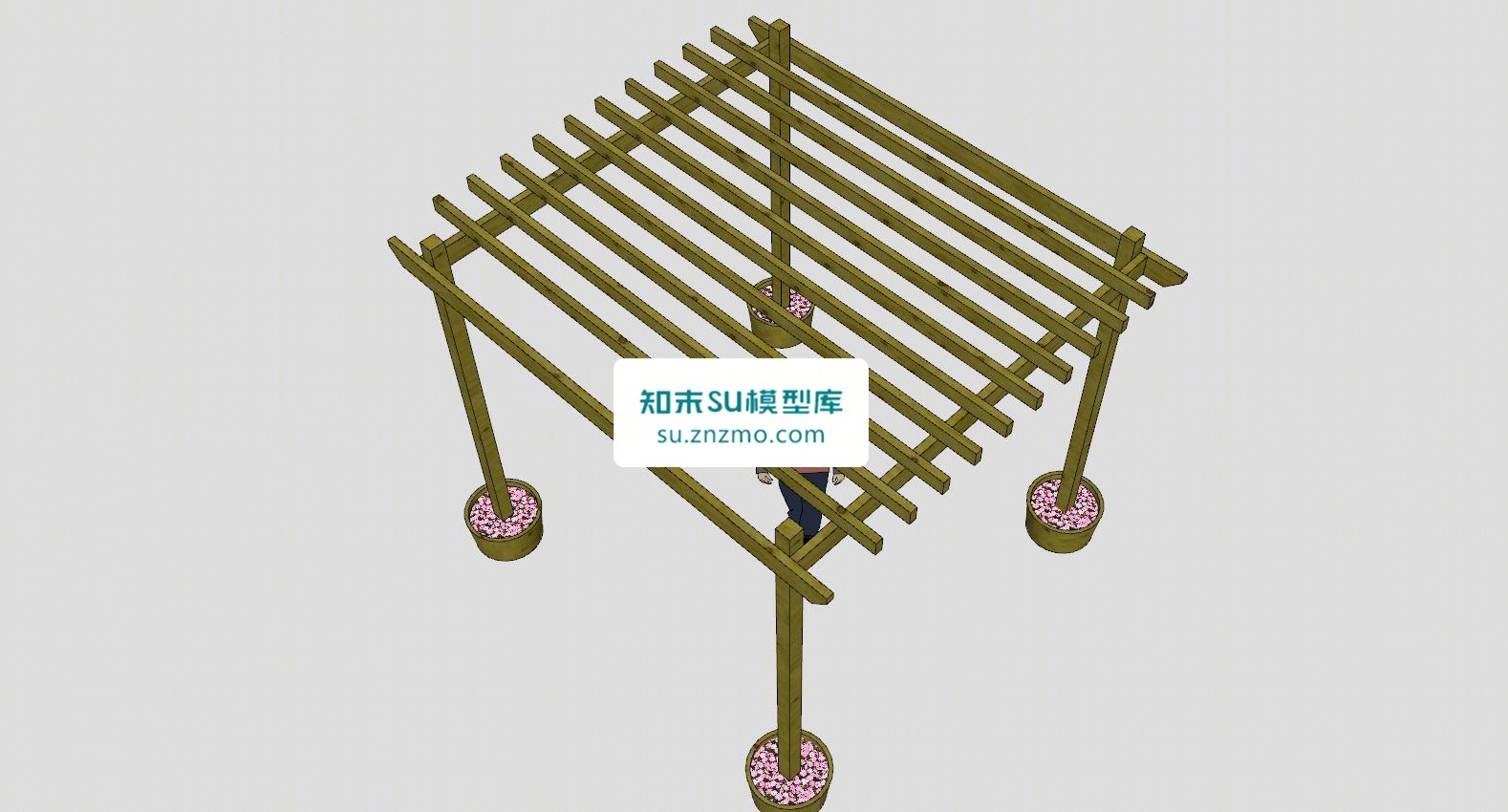 盆栽木桩藤架花架SU模型下载【ID:148480128】