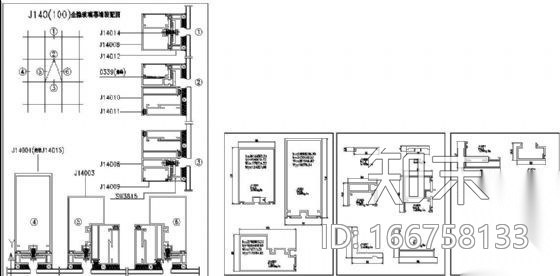 J140(100)全隐玻璃幕墙详图cad施工图下载【ID:166758133】