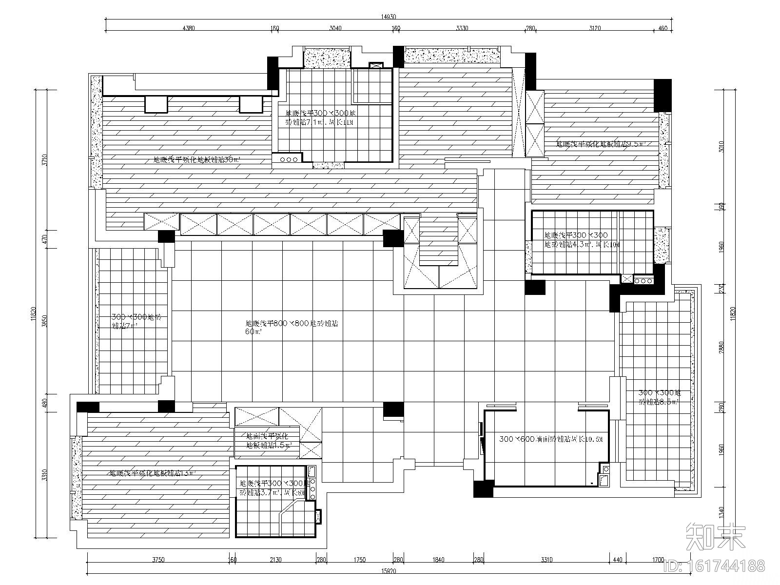 [浙江]杭州凯旋门三居室样板房装修施工图施工图下载【ID:161744188】