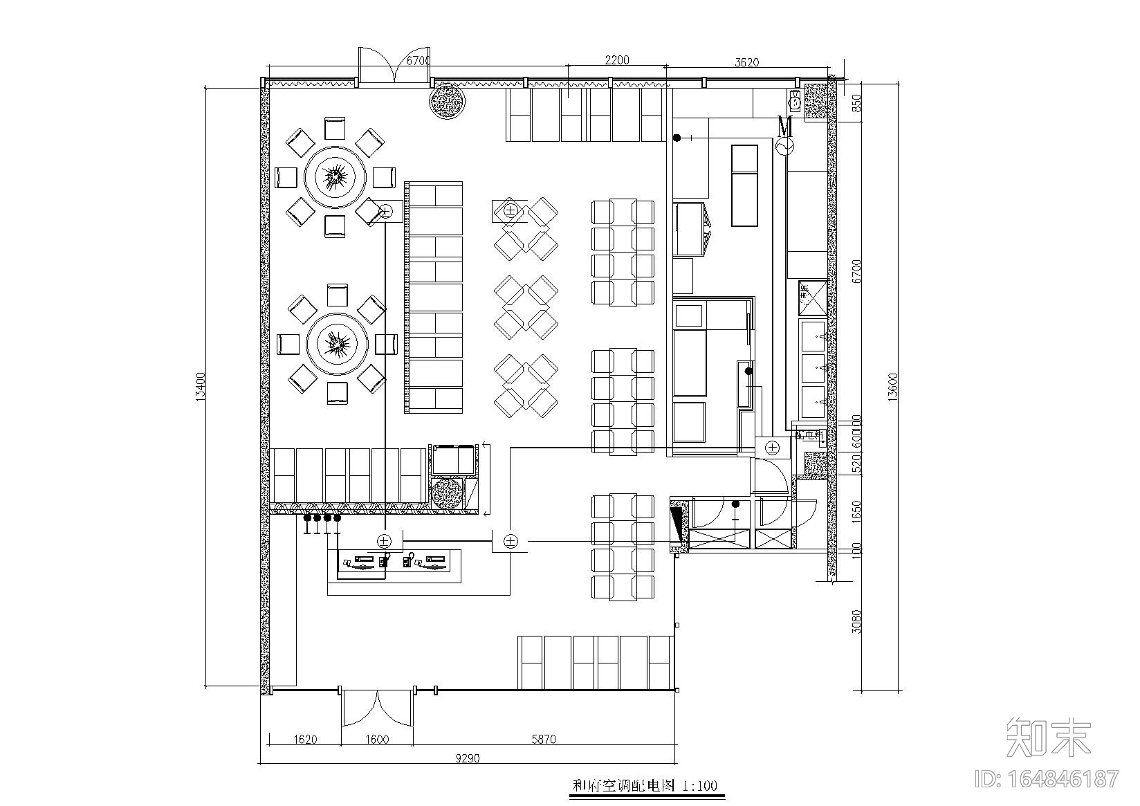 150㎡左右餐厅施工图+附3Ｄ模型+附效果图cad施工图下载【ID:164846187】