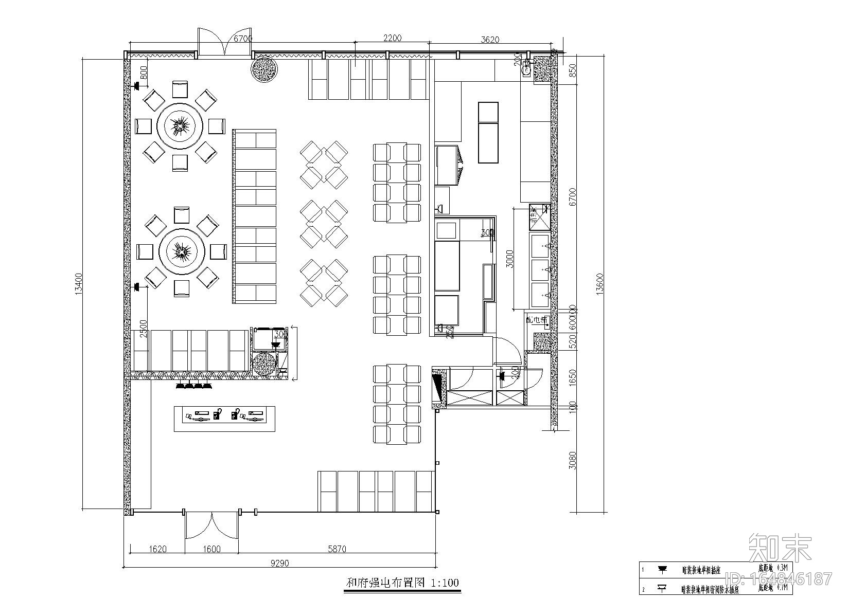 150㎡左右餐厅施工图+附3Ｄ模型+附效果图cad施工图下载【ID:164846187】