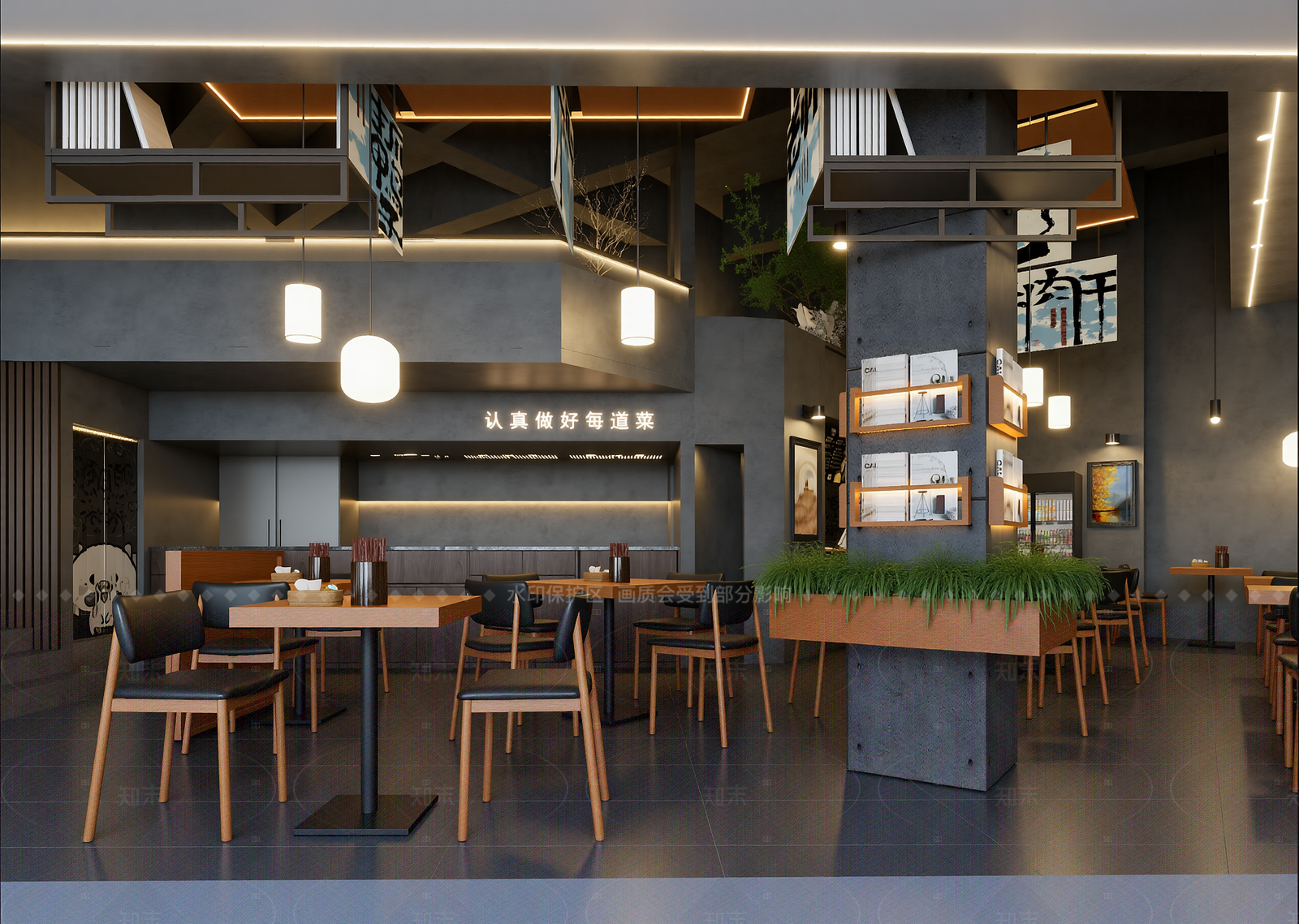 工业中餐厅3D模型下载【ID:1214635068】