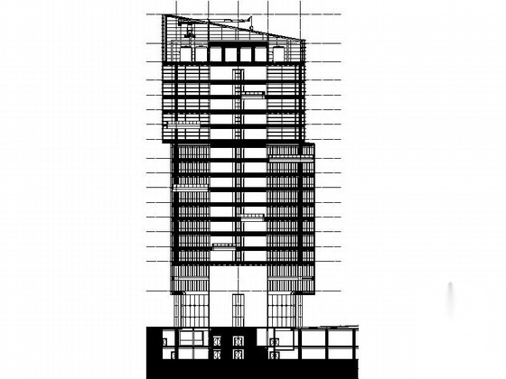 [广州]玻璃幕墙国际时尚中心建筑施工图（知名事务所出...cad施工图下载【ID:165752110】