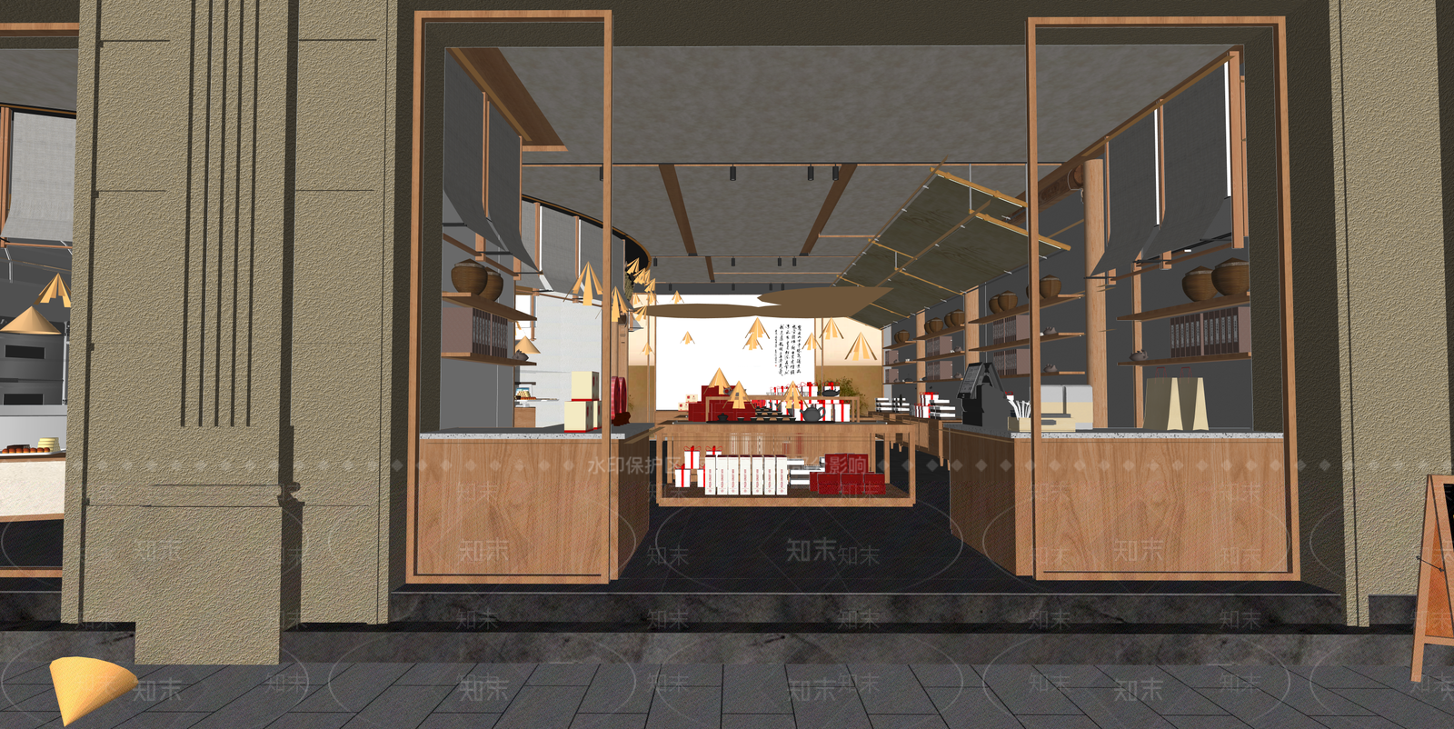 新中式其他店铺SU模型下载【ID:1215210109】