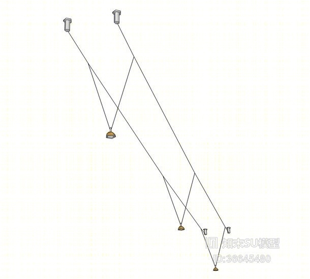 细杆吊灯SU模型下载【ID:36645480】