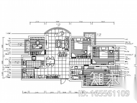 时尚简约超现代风格三居室装修施工图（含实景图）cad施工图下载【ID:165561109】