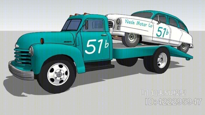 1950纳什大使库存汽车和1949雪佛兰坡道卡车SU模型下载【ID:422295947】