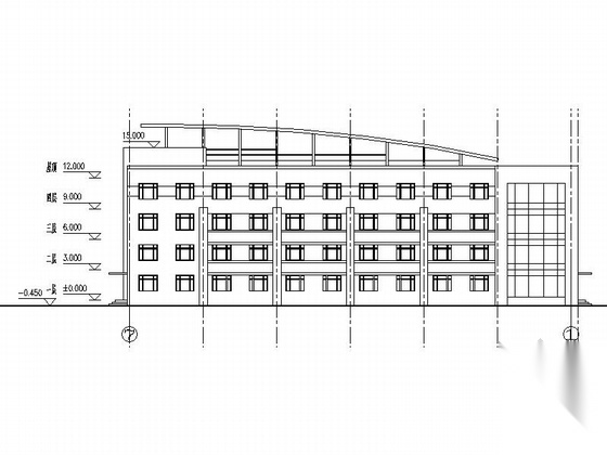 [江苏]多层倾斜屋面食堂及招待所建筑施工图（知名设计院...cad施工图下载【ID:165947114】