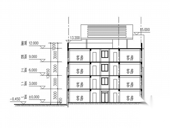 [江苏]多层倾斜屋面食堂及招待所建筑施工图（知名设计院...cad施工图下载【ID:165947114】