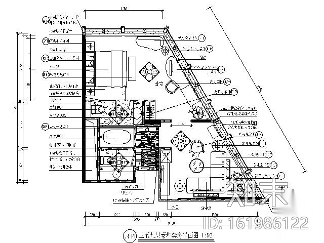 知名酒店豪华客房装修图cad施工图下载【ID:161986122】