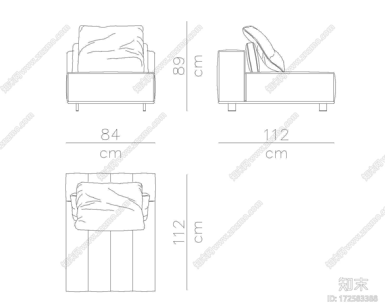 沙发4cad施工图下载【ID:172583388】