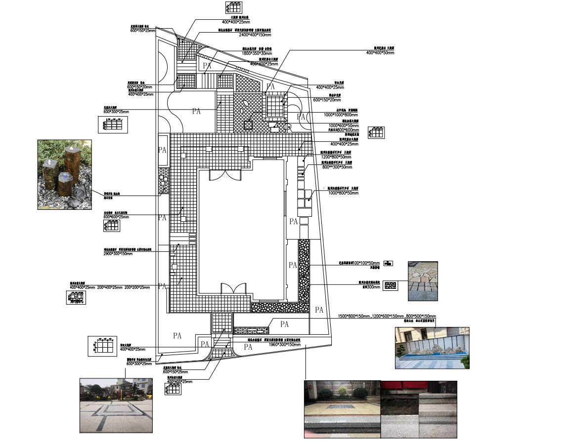 湖南现代风格私人别墅庭院花园施工图设计cad施工图下载【ID:1131228433】