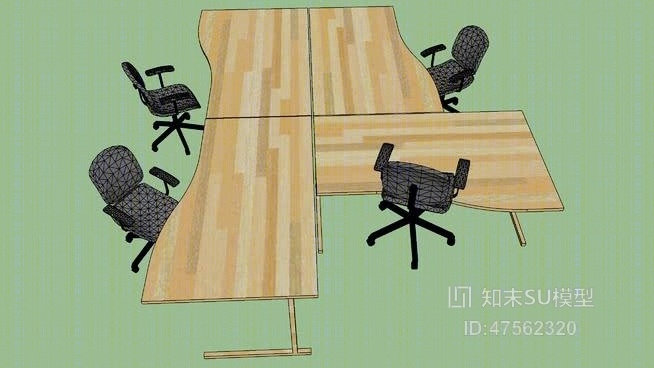 办公桌椅组合SU模型下载【ID:819267439】