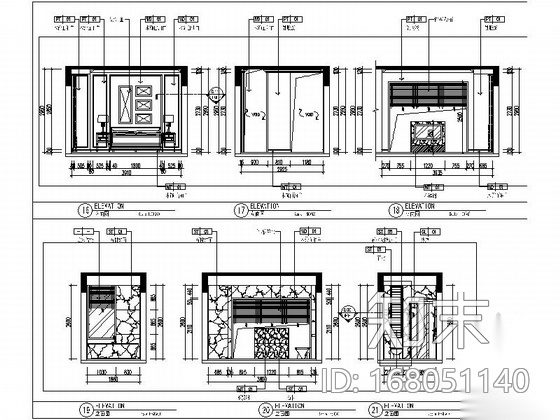 [原创]知名地产商清新别致四居室样板房施工图（含效果图...cad施工图下载【ID:168051140】