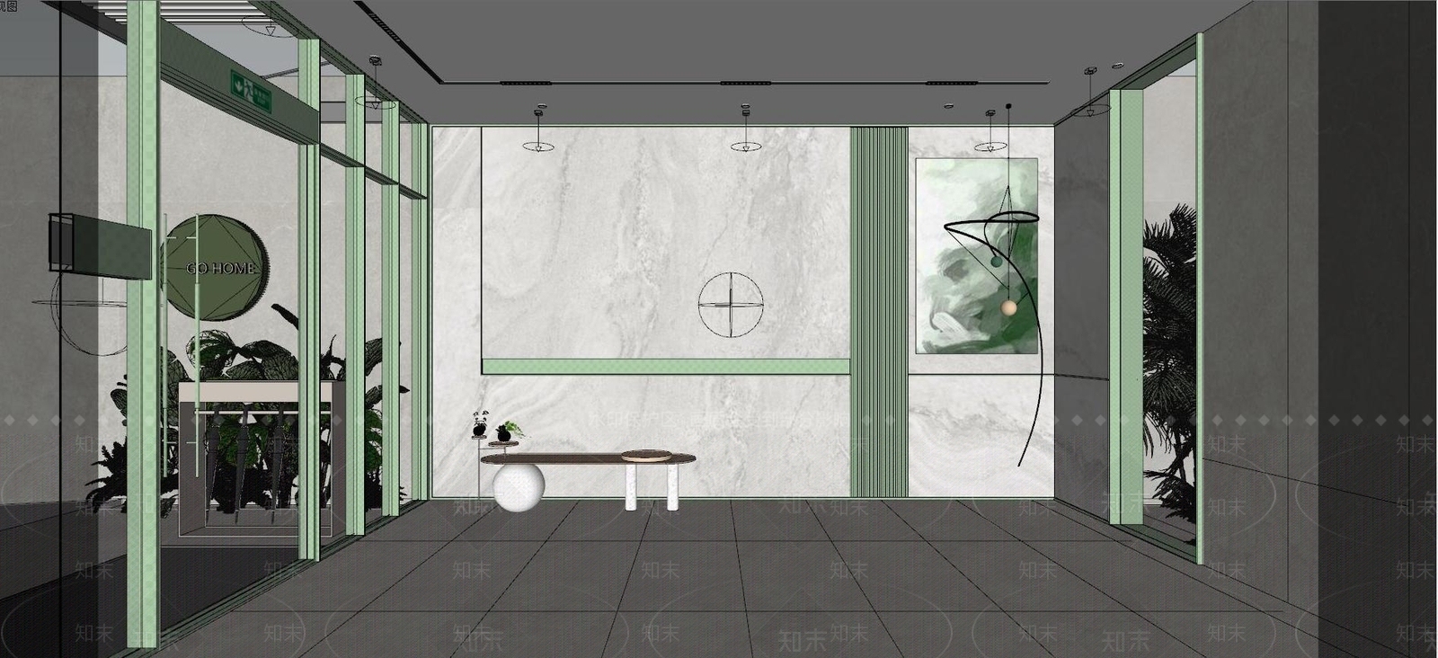 现代公区大堂活动区SU模型下载【ID:1128446779】