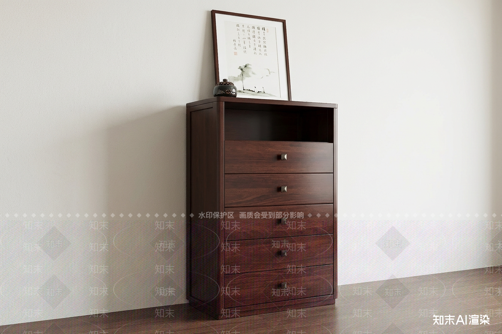深色木质斗柜斗柜3D模型下载【ID:1227448788】