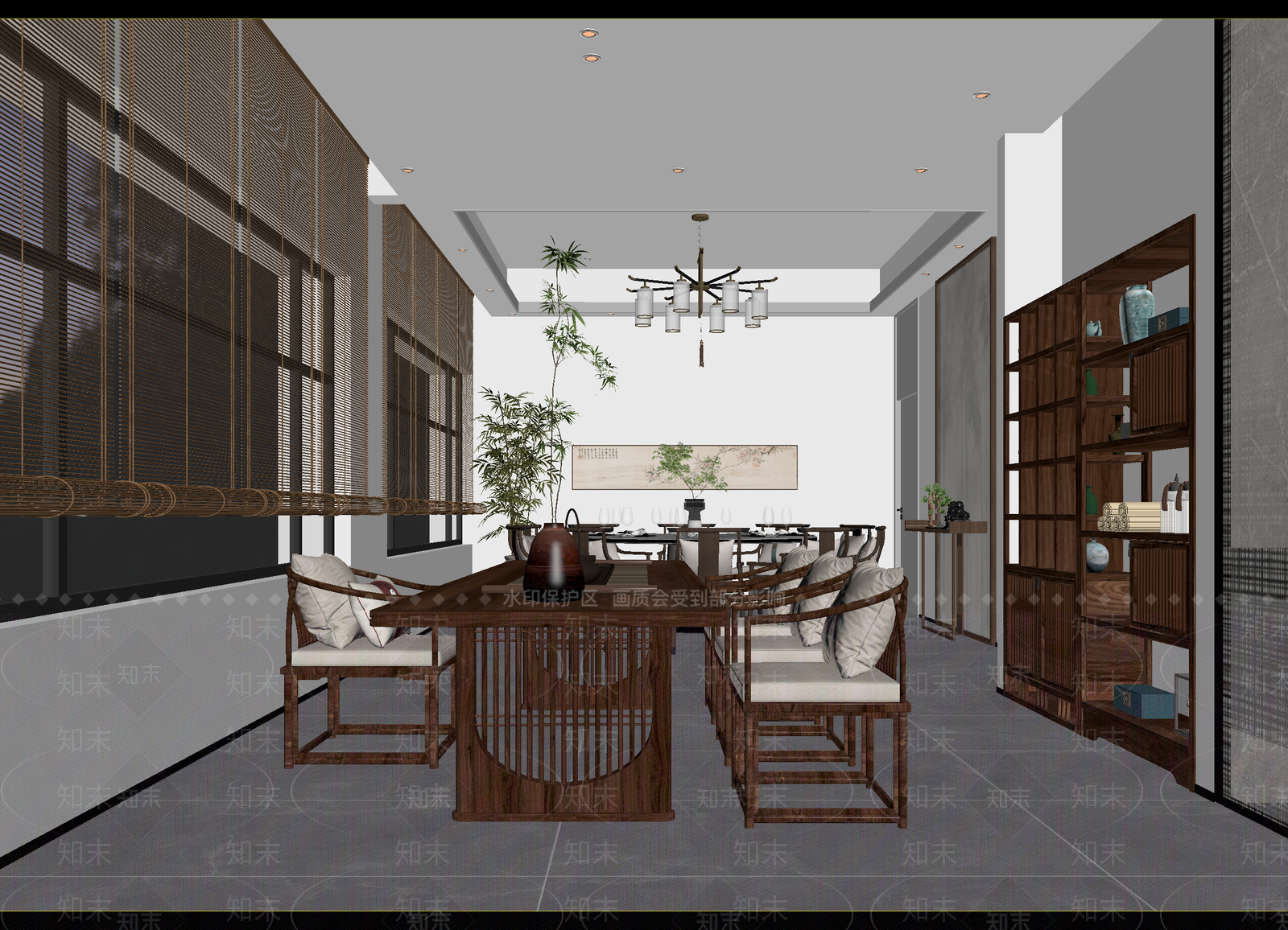 新中式茶馆3D模型下载【ID:1215102724】