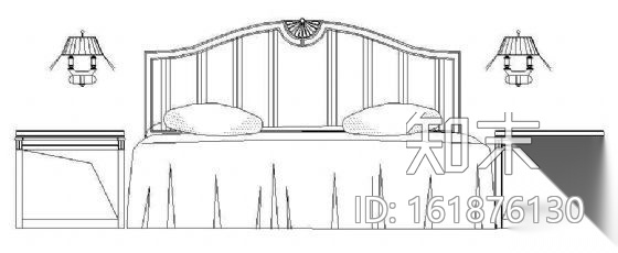 双人床立面图块cad施工图下载【ID:161876130】