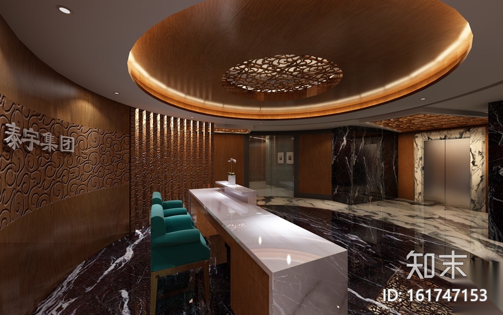 [天津]泰宇集团六层办公室装修施工图+效果图cad施工图下载【ID:161747153】