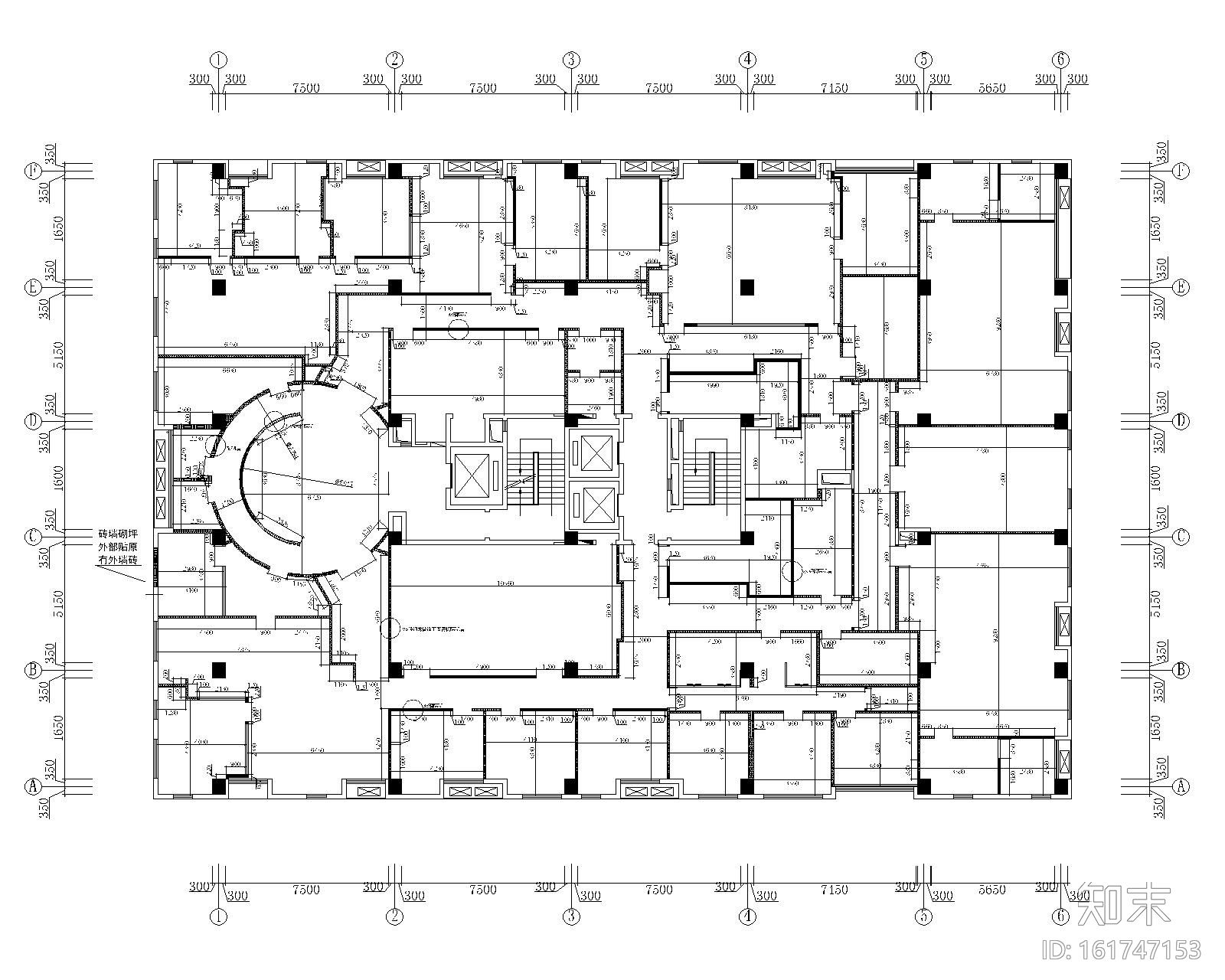 [天津]泰宇集团六层办公室装修施工图+效果图cad施工图下载【ID:161747153】