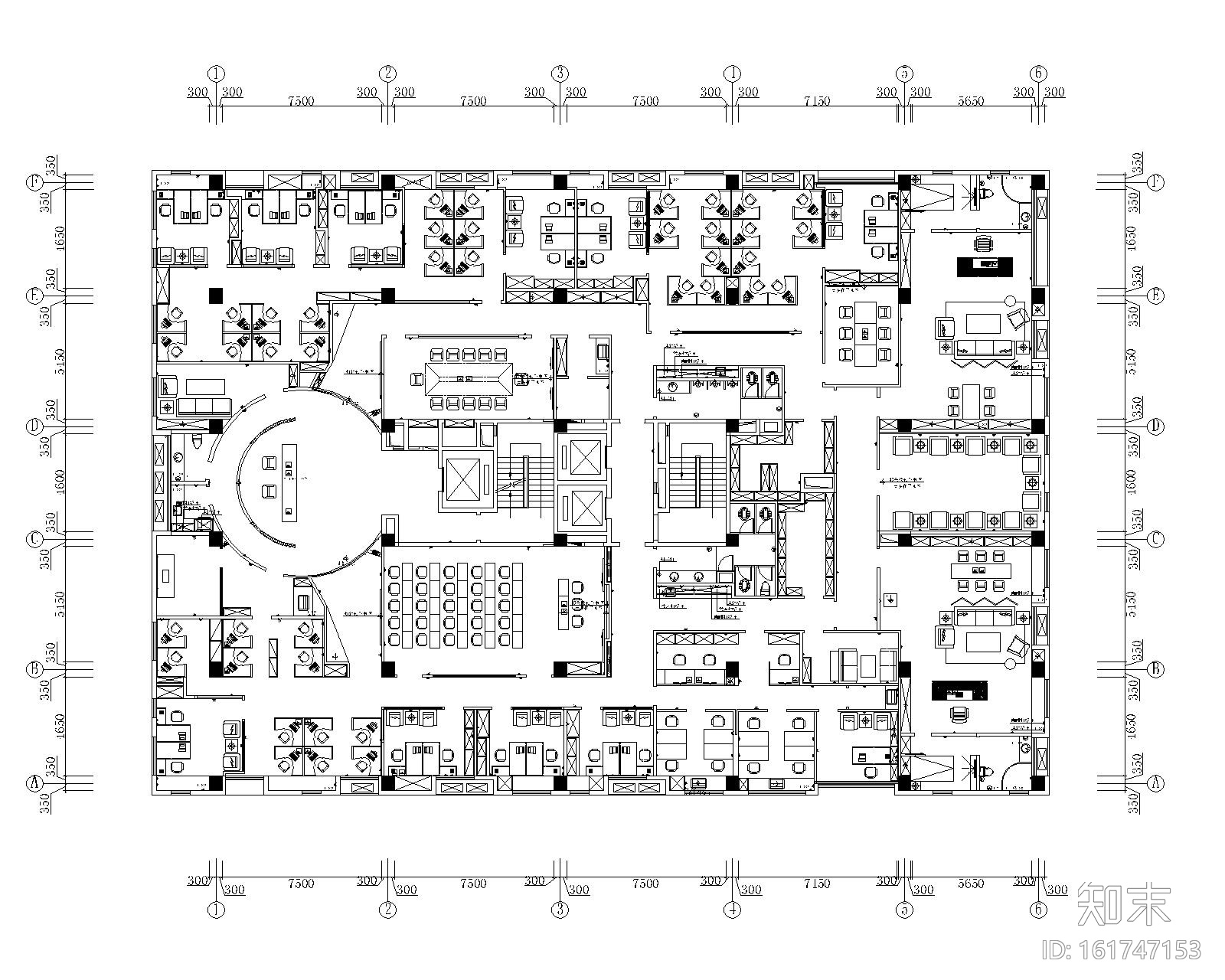 [天津]泰宇集团六层办公室装修施工图+效果图cad施工图下载【ID:161747153】