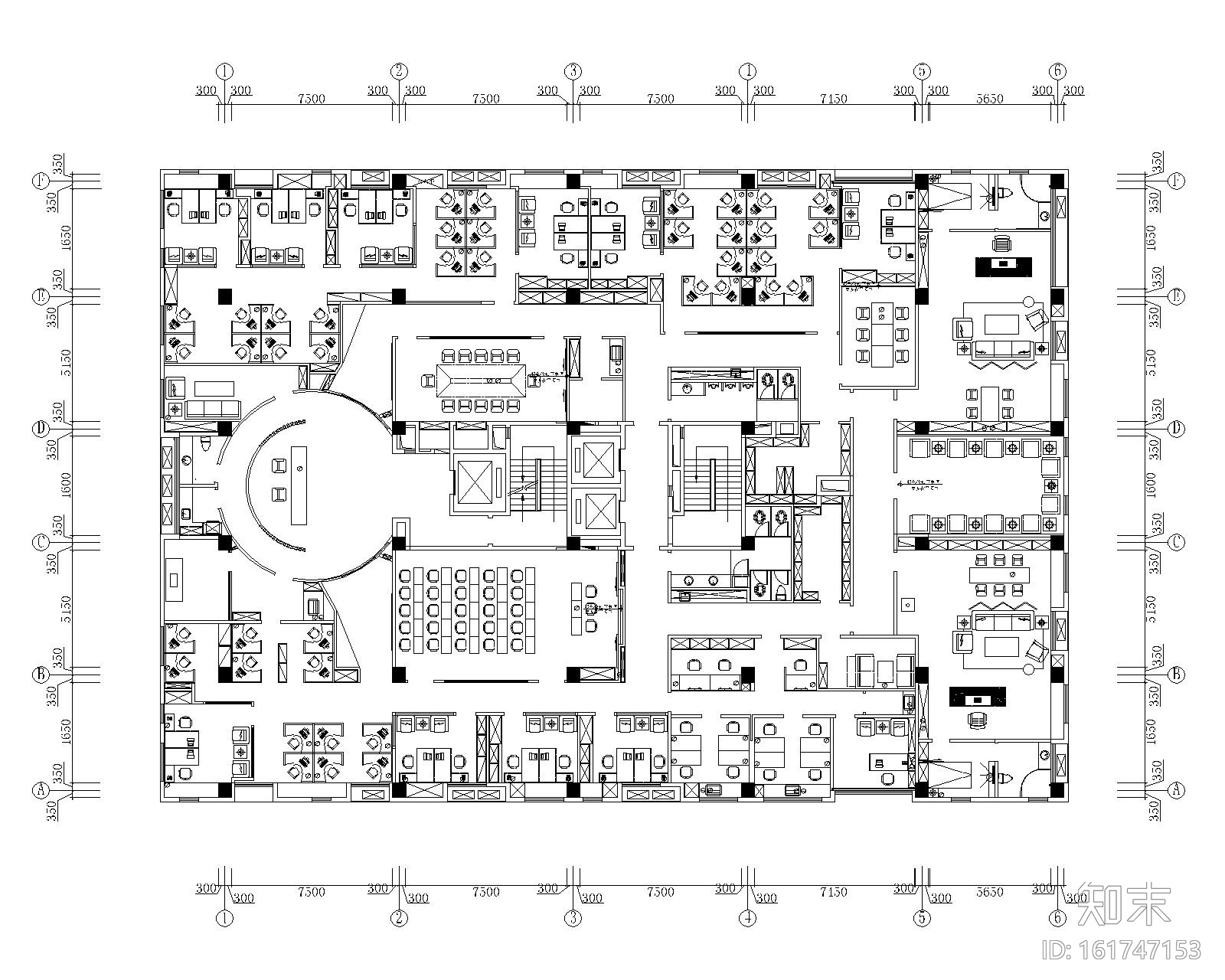 [天津]泰宇集团六层办公室装修施工图+效果图cad施工图下载【ID:161747153】