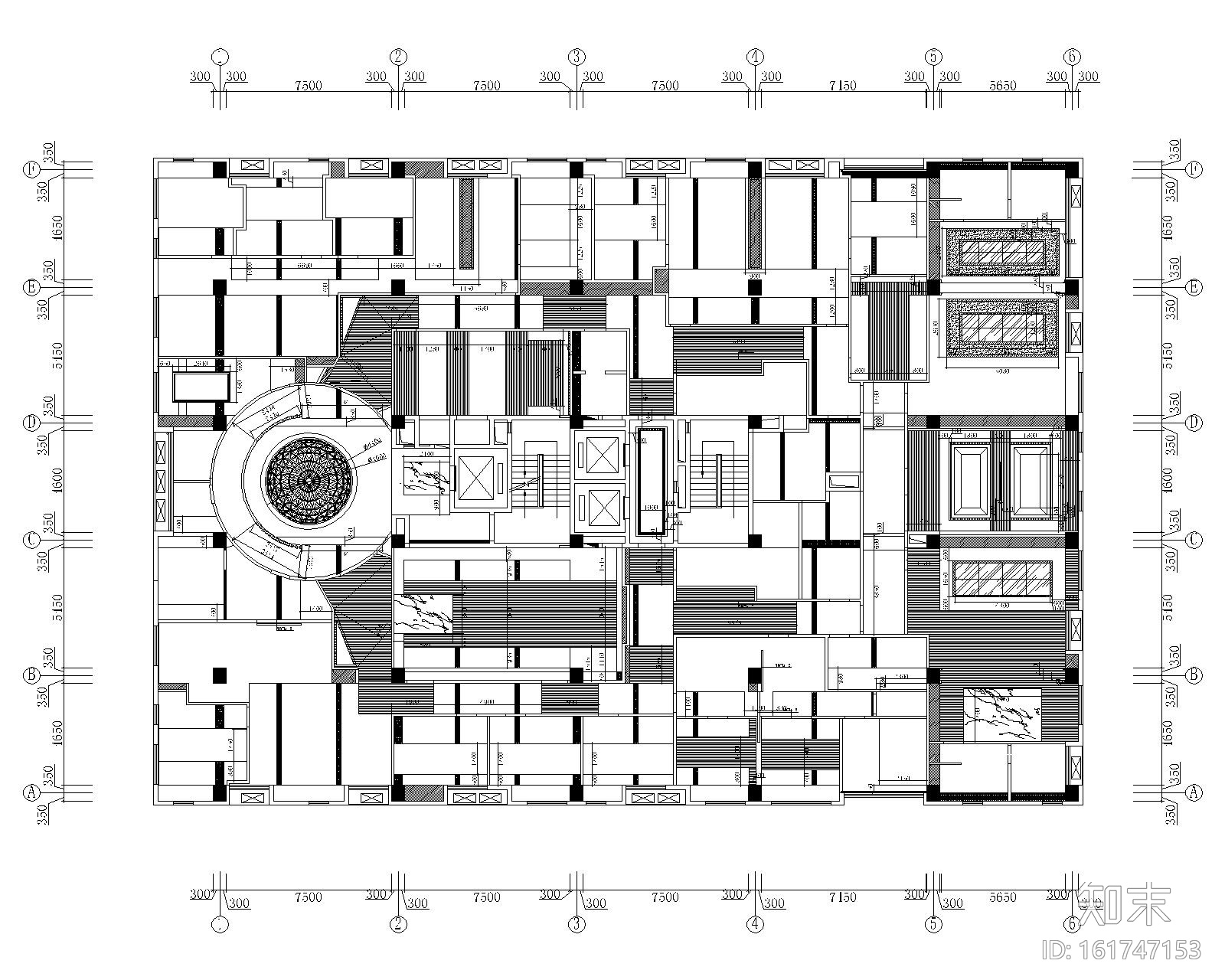 [天津]泰宇集团六层办公室装修施工图+效果图cad施工图下载【ID:161747153】