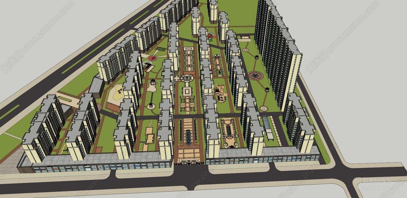 欧式风格多层住宅SU模型下载【ID:251771676】