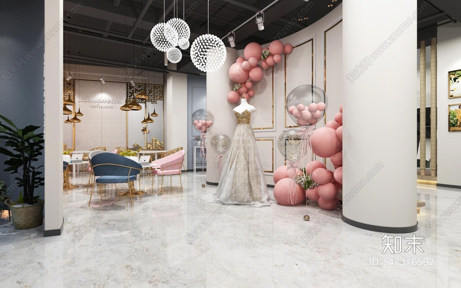 现代婚纱店3D模型下载【ID:547376592】