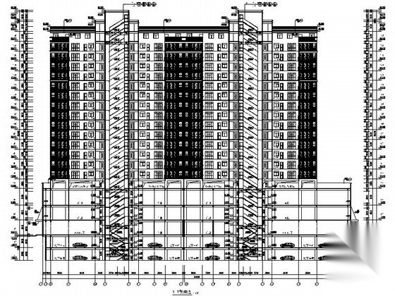 [湖北]某十九层商住楼建筑施工图cad施工图下载【ID:166309145】